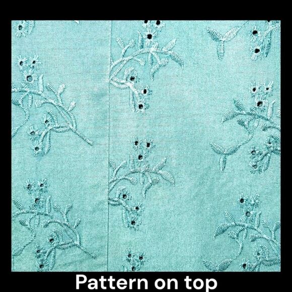 CJ BANKS Plus Size Teal/Green Short Sleeve Open Knit blouse. - Picture 3 of 15